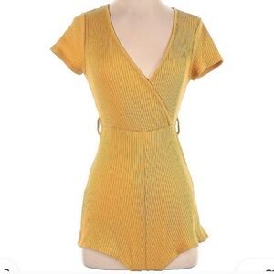 Youth In Revolt Mustard Ribbed Short Romper Sz M